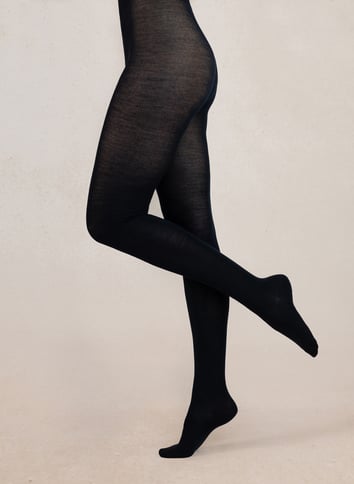 Fijne wollen en katoenen panty's BLEUFORET Blauw
